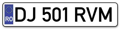 Placuta inmatriculare numar auto  DJ-501-RVM, DJ 501 RVM, DJ501RVM