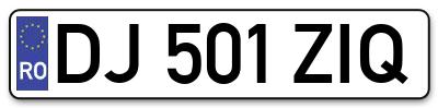 Placuta inmatriculare numar auto  DJ-501-ZIQ, DJ 501 ZIQ, DJ501ZIQ