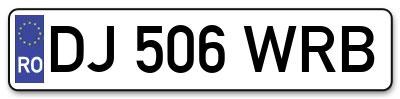 Placuta inmatriculare numar auto  DJ-506-WRB, DJ 506 WRB, DJ506WRB