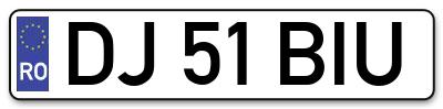 Placuta inmatriculare numar auto  DJ-51-BIU, DJ 51 BIU, DJ51BIU
