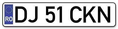 Placuta inmatriculare numar auto  DJ-51-CKN, DJ 51 CKN, DJ51CKN
