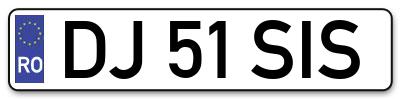 Placuta inmatriculare numar auto  DJ-51-SIS, DJ 51 SIS, DJ51SIS