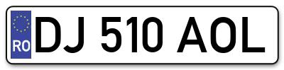 Placuta inmatriculare numar auto  DJ-510-AOL, DJ 510 AOL, DJ510AOL