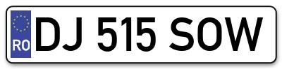 Placuta inmatriculare numar auto  DJ-515-SOW, DJ 515 SOW, DJ515SOW