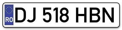 Placuta inmatriculare numar auto  DJ-518-HBN, DJ 518 HBN, DJ518HBN