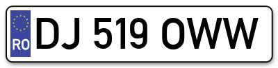 Placuta inmatriculare numar auto  DJ-519-OWW, DJ 519 OWW, DJ519OWW
