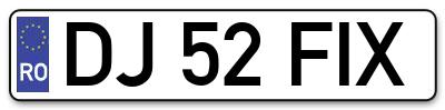 Placuta inmatriculare numar auto  DJ-52-FIX, DJ 52 FIX, DJ52FIX