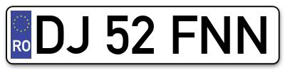 Placuta inmatriculare numar auto  DJ-52-FNN, DJ 52 FNN, DJ52FNN