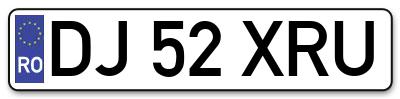 Placuta inmatriculare numar auto  DJ-52-XRU, DJ 52 XRU, DJ52XRU