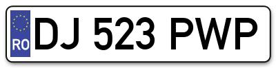 Placuta inmatriculare numar auto  DJ-523-PWP, DJ 523 PWP, DJ523PWP