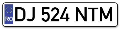 Placuta inmatriculare numar auto  DJ-524-NTM, DJ 524 NTM, DJ524NTM
