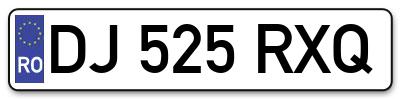 Placuta inmatriculare numar auto  DJ-525-RXQ, DJ 525 RXQ, DJ525RXQ
