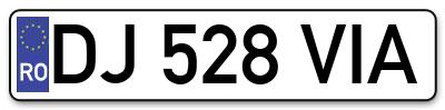 Placuta inmatriculare numar auto  DJ-528-VIA, DJ 528 VIA, DJ528VIA
