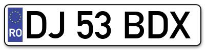 Placuta inmatriculare numar auto  DJ-53-BDX, DJ 53 BDX, DJ53BDX