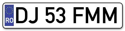 Placuta inmatriculare numar auto  DJ-53-FMM, DJ 53 FMM, DJ53FMM