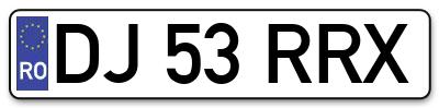 Placuta inmatriculare numar auto  DJ-53-RRX, DJ 53 RRX, DJ53RRX