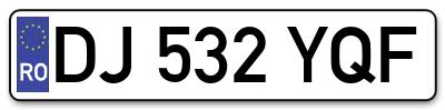 Placuta inmatriculare numar auto  DJ-532-YQF, DJ 532 YQF, DJ532YQF