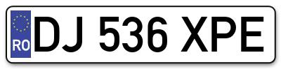 Placuta inmatriculare numar auto  DJ-536-XPE, DJ 536 XPE, DJ536XPE