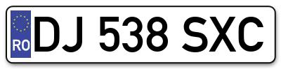 Placuta inmatriculare numar auto  DJ-538-SXC, DJ 538 SXC, DJ538SXC