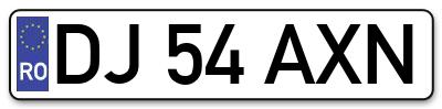 Placuta inmatriculare numar auto  DJ-54-AXN, DJ 54 AXN, DJ54AXN