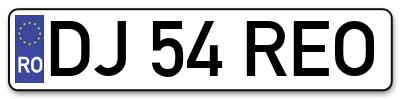Placuta inmatriculare numar auto  DJ-54-REO, DJ 54 REO, DJ54REO