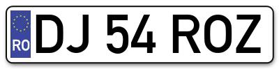 Placuta inmatriculare numar auto  DJ-54-ROZ, DJ 54 ROZ, DJ54ROZ