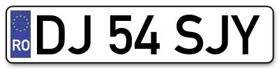 Placuta inmatriculare numar auto  DJ-54-SJY, DJ 54 SJY, DJ54SJY