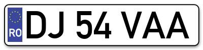 Placuta inmatriculare numar auto  DJ-54-VAA, DJ 54 VAA, DJ54VAA