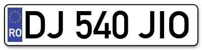Placuta inmatriculare numar auto  DJ-540-JIO, DJ 540 JIO, DJ540JIO