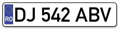 Placuta inmatriculare numar auto  DJ-542-ABV, DJ 542 ABV, DJ542ABV