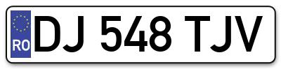 Placuta inmatriculare numar auto  DJ-548-TJV, DJ 548 TJV, DJ548TJV