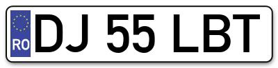 Placuta inmatriculare numar auto  DJ-55-LBT, DJ 55 LBT, DJ55LBT