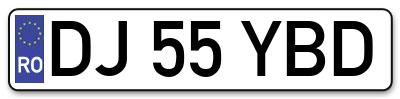 Placuta inmatriculare numar auto  DJ-55-YBD, DJ 55 YBD, DJ55YBD