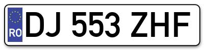 Placuta inmatriculare numar auto  DJ-553-ZHF, DJ 553 ZHF, DJ553ZHF