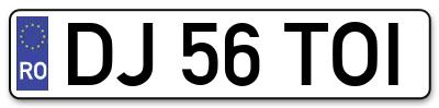 Placuta inmatriculare numar auto  DJ-56-TOI, DJ 56 TOI, DJ56TOI