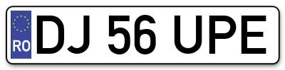 Placuta inmatriculare numar auto  DJ-56-UPE, DJ 56 UPE, DJ56UPE