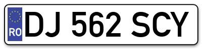 Placuta inmatriculare numar auto  DJ-562-SCY, DJ 562 SCY, DJ562SCY