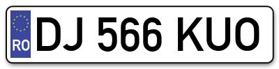 Placuta inmatriculare numar auto  DJ-566-KUO, DJ 566 KUO, DJ566KUO