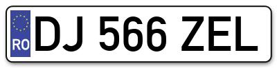 Placuta inmatriculare numar auto  DJ-566-ZEL, DJ 566 ZEL, DJ566ZEL