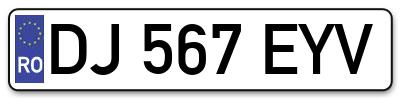 Placuta inmatriculare numar auto  DJ-567-EYV, DJ 567 EYV, DJ567EYV