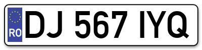 Placuta inmatriculare numar auto  DJ-567-IYQ, DJ 567 IYQ, DJ567IYQ