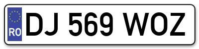Placuta inmatriculare numar auto  DJ-569-WOZ, DJ 569 WOZ, DJ569WOZ