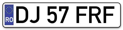 Placuta inmatriculare numar auto  DJ-57-FRF, DJ 57 FRF, DJ57FRF