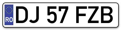 Placuta inmatriculare numar auto  DJ-57-FZB, DJ 57 FZB, DJ57FZB