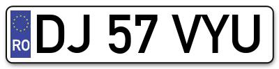 Placuta inmatriculare numar auto  DJ-57-VYU, DJ 57 VYU, DJ57VYU