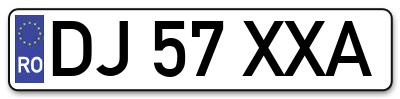 Placuta inmatriculare numar auto  DJ-57-XXA, DJ 57 XXA, DJ57XXA