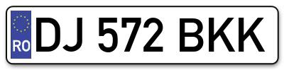 Placuta inmatriculare numar auto  DJ-572-BKK, DJ 572 BKK, DJ572BKK