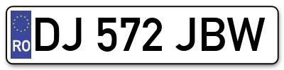 Placuta inmatriculare numar auto  DJ-572-JBW, DJ 572 JBW, DJ572JBW