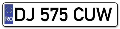 Placuta inmatriculare numar auto  DJ-575-CUW, DJ 575 CUW, DJ575CUW