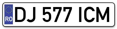 Placuta inmatriculare numar auto  DJ-577-ICM, DJ 577 ICM, DJ577ICM